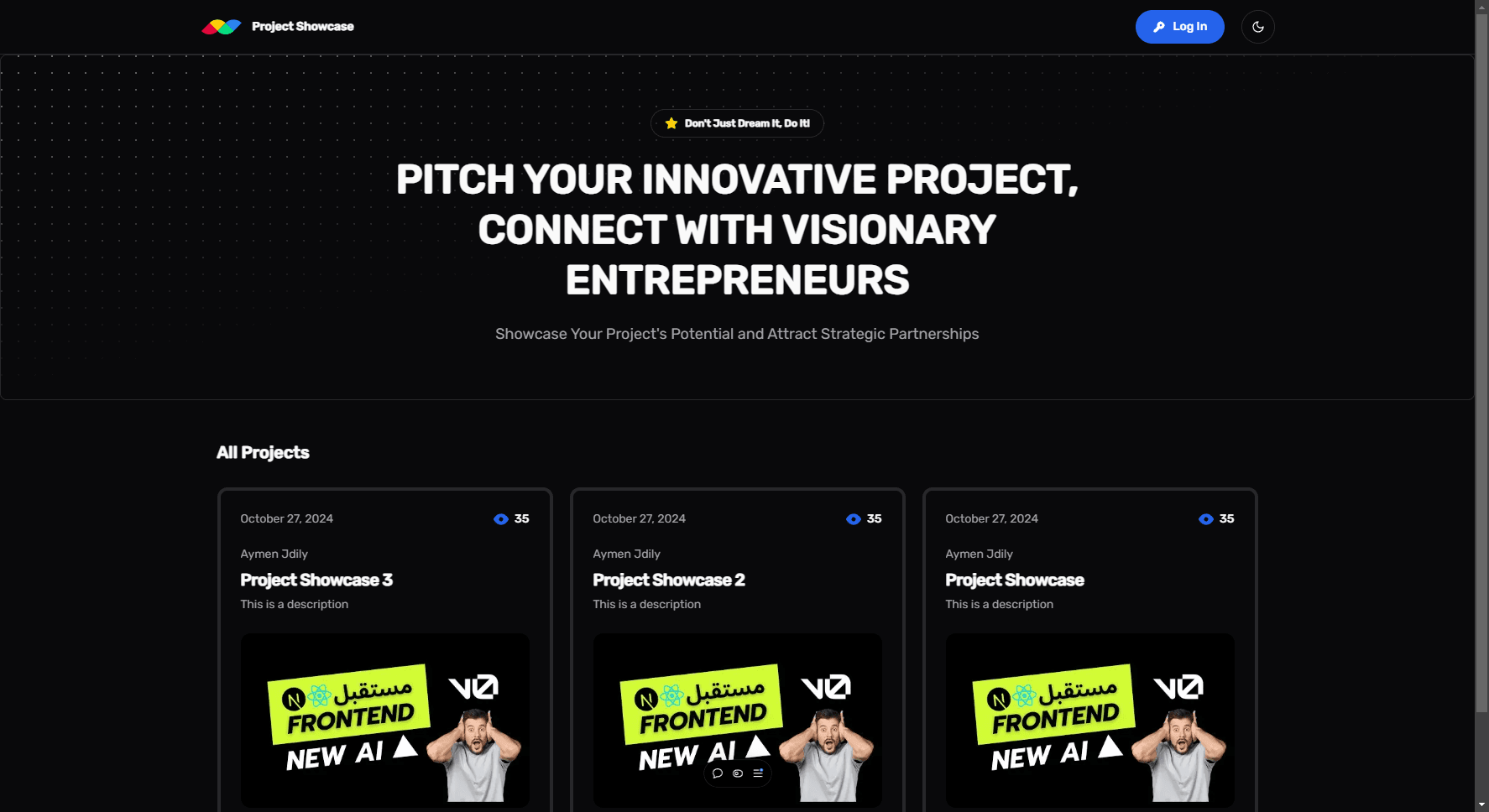 Project Showcase next js 15